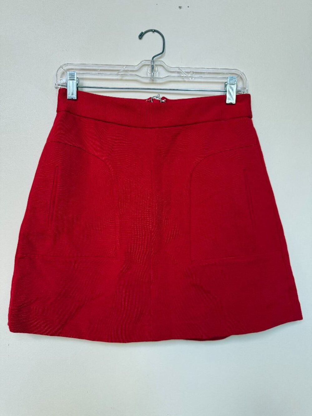 Maeve Anthropologie Red A-Line Mini Skirt Patch Pockets Size 4